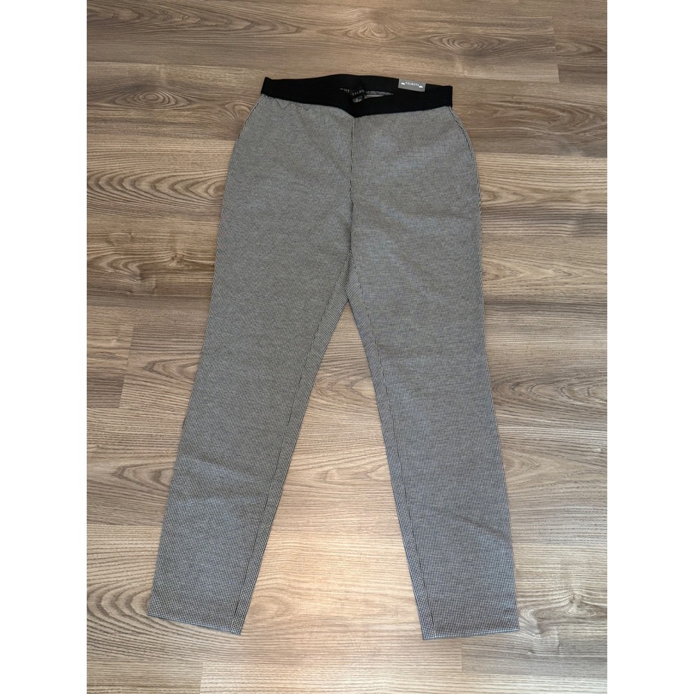 Talbots Soho Ankle Pant Black White Houndstooth High Waist Skinny Leg Size 8 NWT